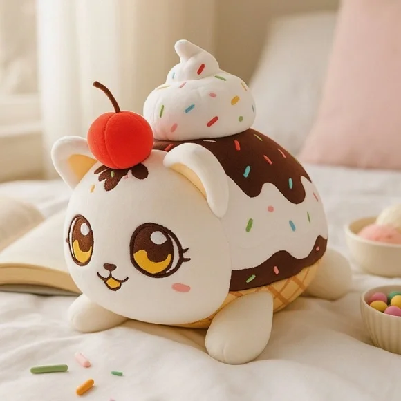 🌸3 For $30🌸Aphmau Meemeows Sundae Cat Plush Ice Cream Toy - Picture 2 of 6